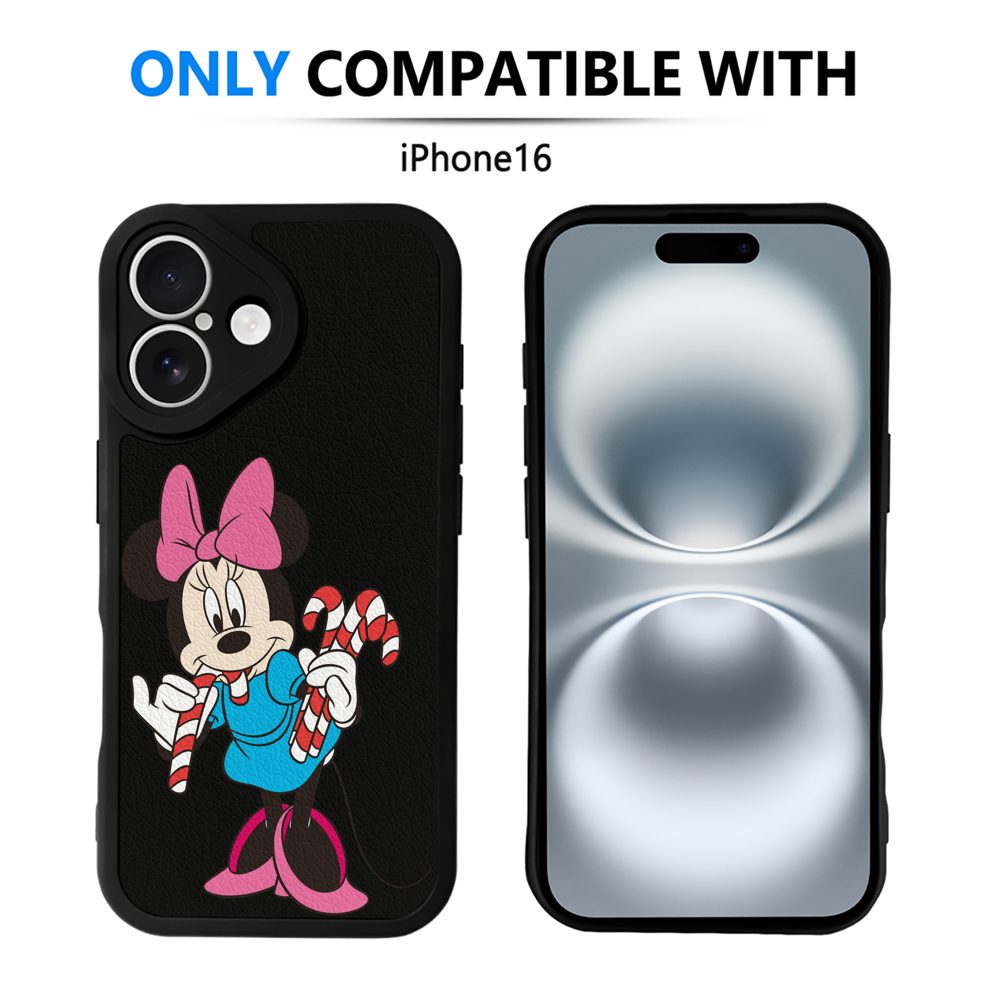 （画像用） ミッキーマウス Mickey Mouse 【iPhone 16シリーズ対応】シリコンスマホケース（レザー調） 材質：シリコン